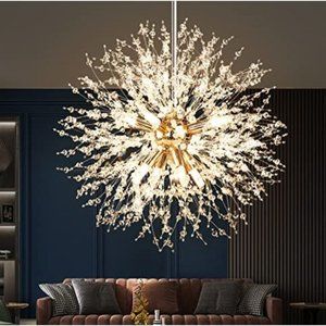 Modern Gold Crystal Fireworks Chandelier Gold 8 Light